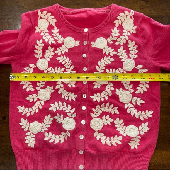 Sundance Sweater Womens Sz XS Pink Cardigan Embroidered Button Cotton Floral - Picture 8 of 9